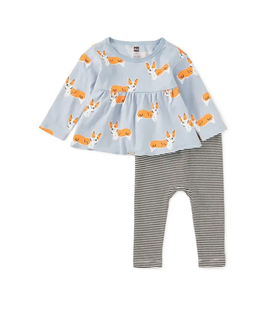 Tea Collection Peplum Set | Cutie Corgis