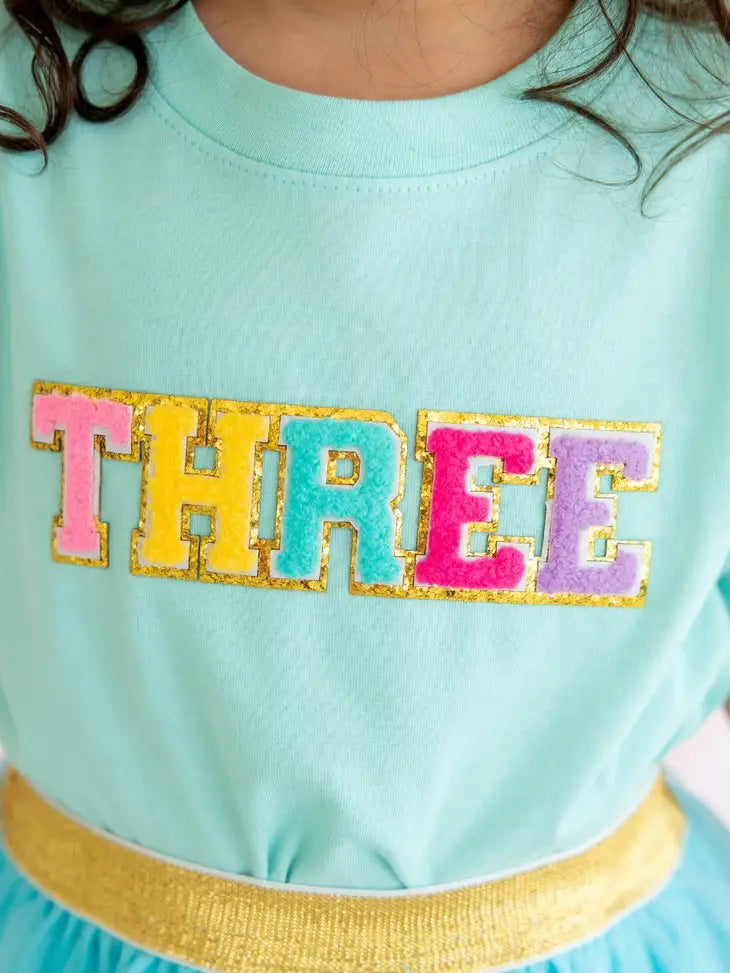 Sweet Wink Birthday Girl Patch T-Shirt | Three