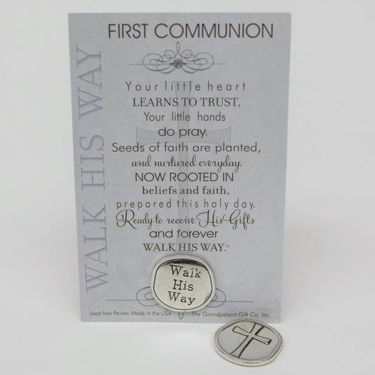 First Communion Gift: Handmade Pewter Coin 5301