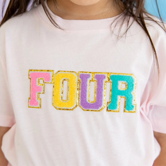 Sweet Wink Birthday Girl Patch T-Shirt | Four