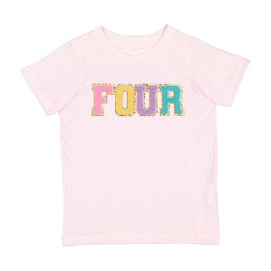 Sweet Wink Birthday Girl Patch T-Shirt | Four