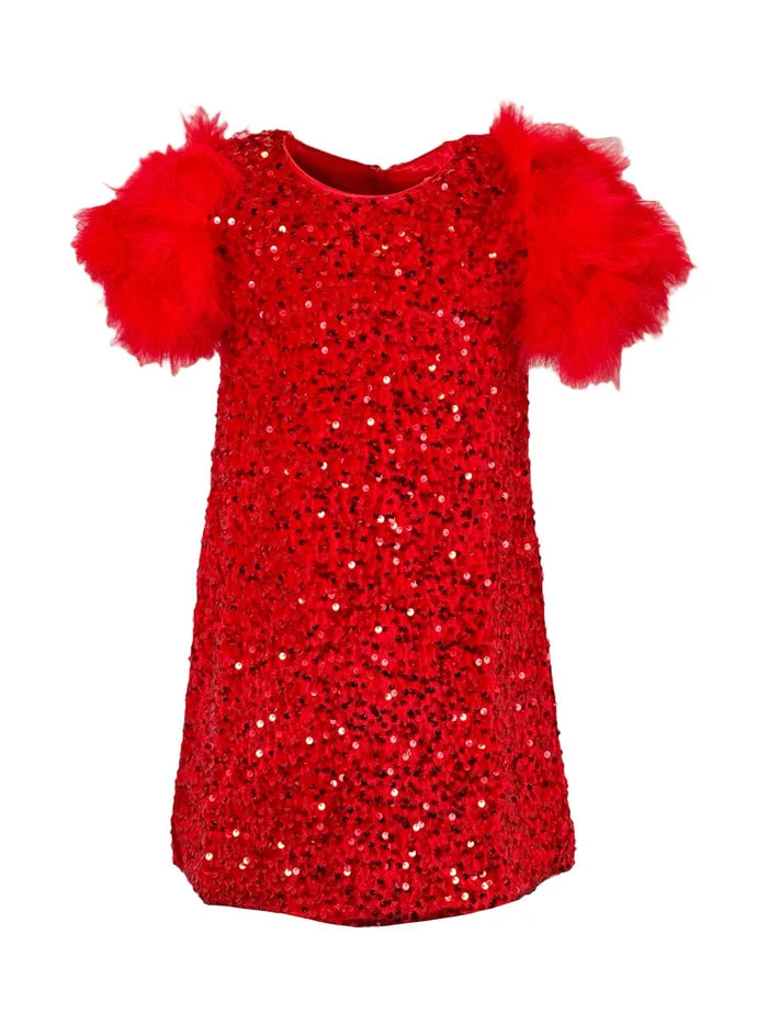 Lola & The Boys Ruby Feather Dress