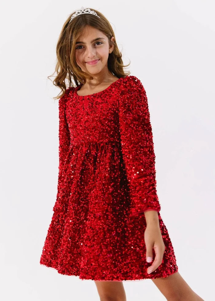 Lola & The Boys Ruby Party Shimmer Dress