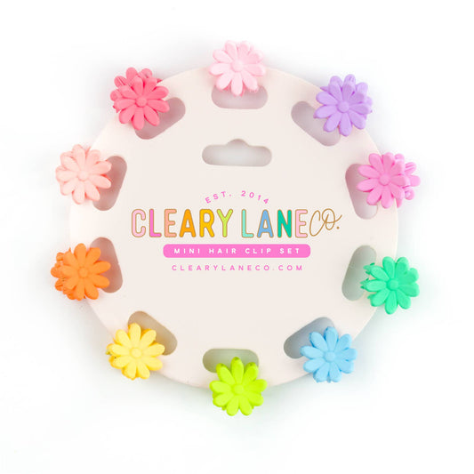 Rainbow Flowers Mini Hair Clip Set