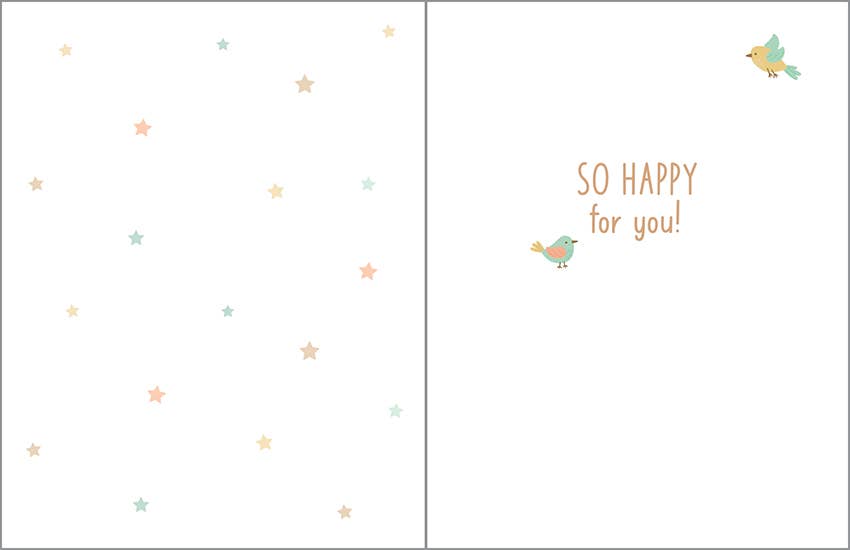 Baby Greeting Card - Clothesline & Birds