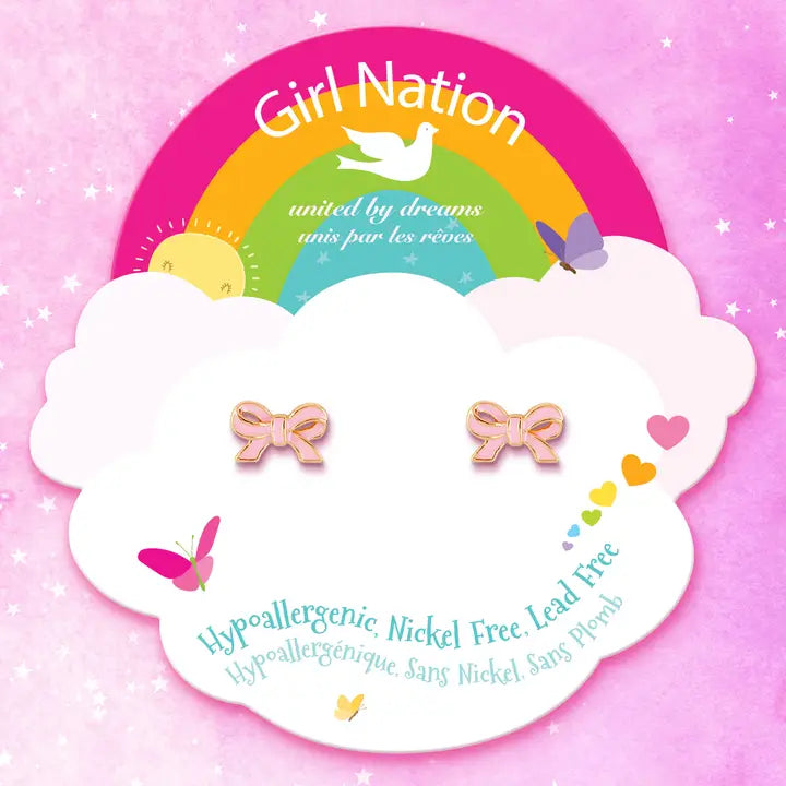 Girl Nation Pink Bows Earrings