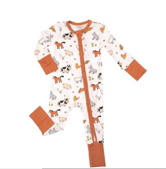 Angel Dear Farmyard Babies 2 Way Zipper Romper