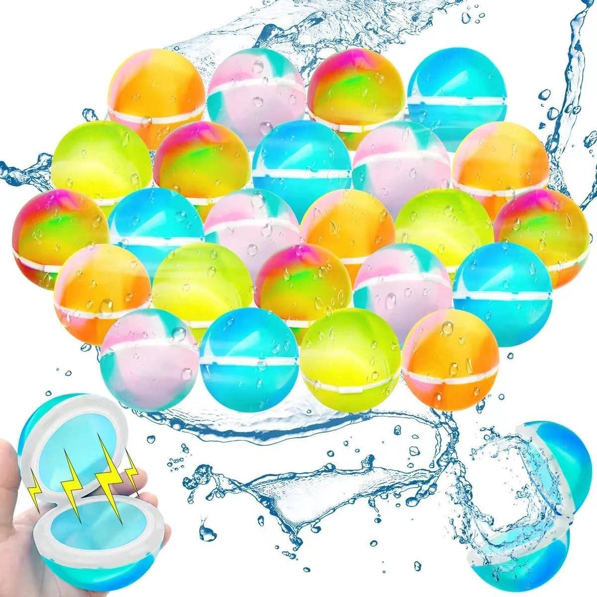 6 PCS Reusable Water Balloons, Refillable Silicone Water Bal