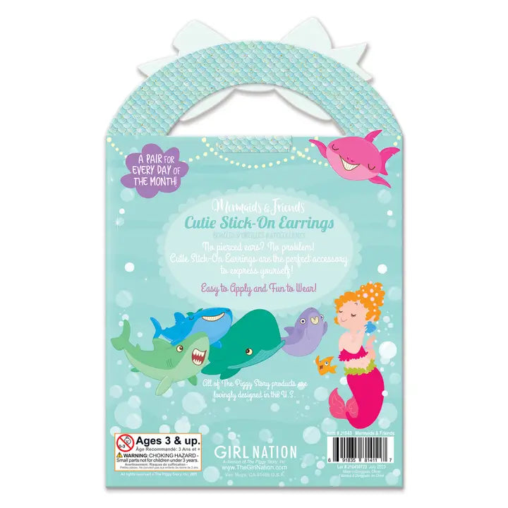 Girl Nation Pretty Mermaids & Friends Stick-On Earrings