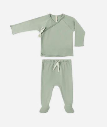 Quincy Mae Wrap Top + Footed Pant Sets