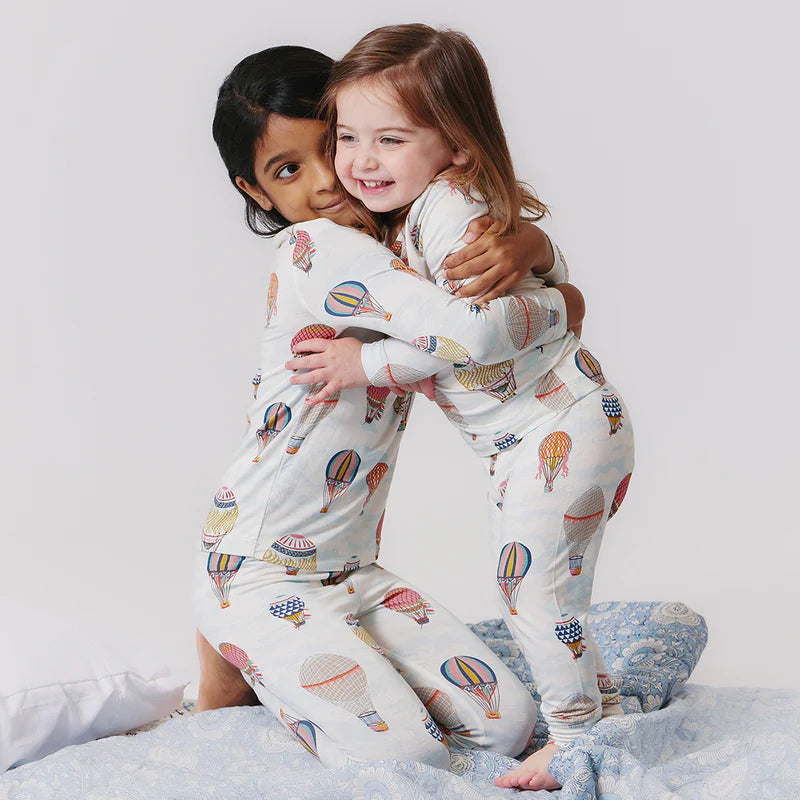 Pink Chicken Kids Bamboo PJ Set | Hot Air Balloons