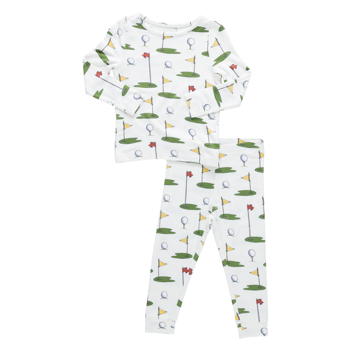 Pink Chicken Kids Bamboo PJ Set | Cream Golf Tournament