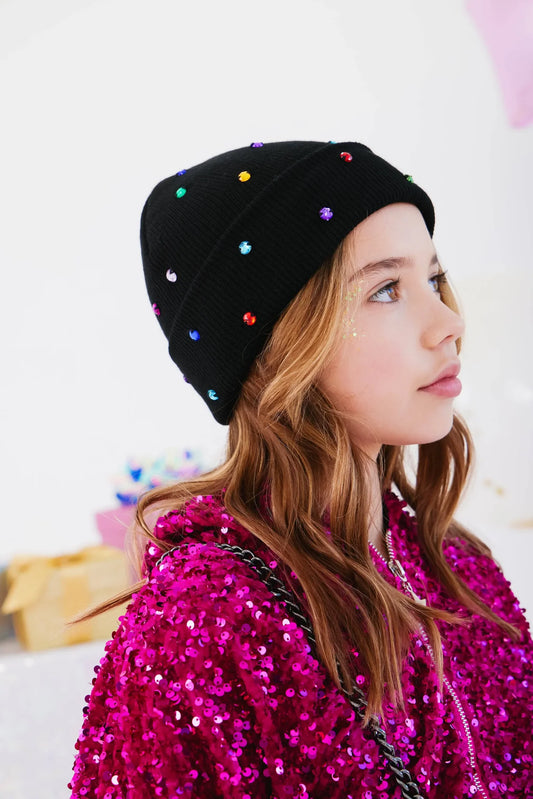 Lola and the Boys Infinity Stone Black Beanie
