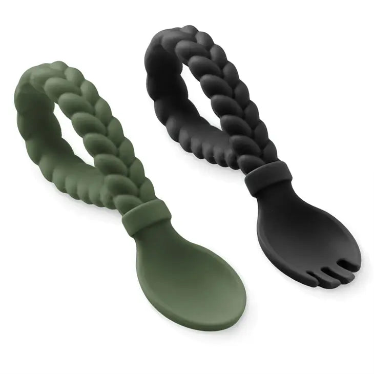 Itzy Ritzy Sweetie Spoon and Fork Set - Camo & Midnight