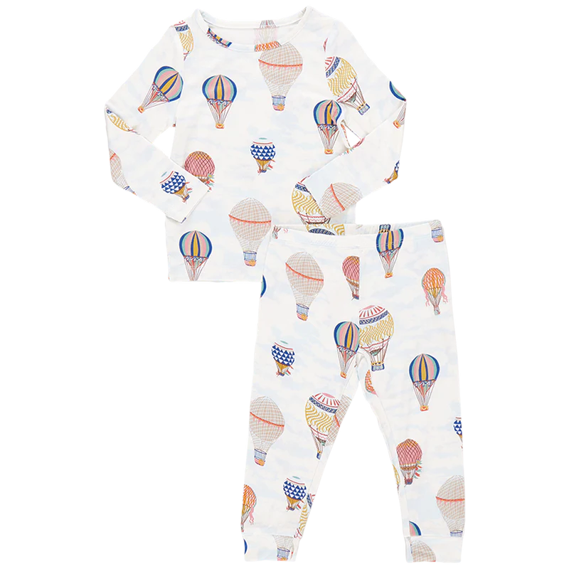 Pink Chicken Kids Bamboo PJ Set | Hot Air Balloons