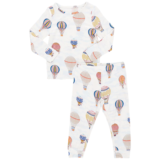 Pink Chicken Kids Bamboo PJ Set | Hot Air Balloons