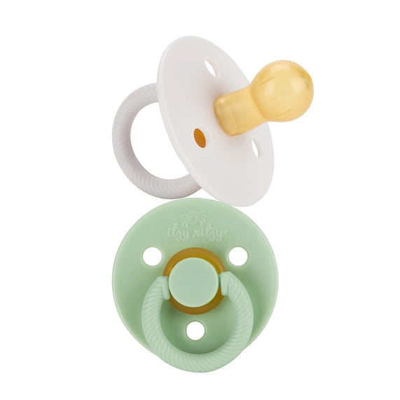 Itzy Ritzy Soother Pacifier with Natural Rubber - White & Mint ...
