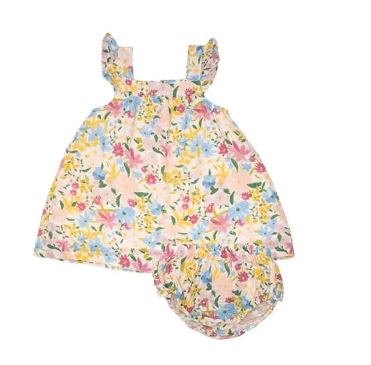 Angel Dear Multi Floral Pinafore & Bloomer