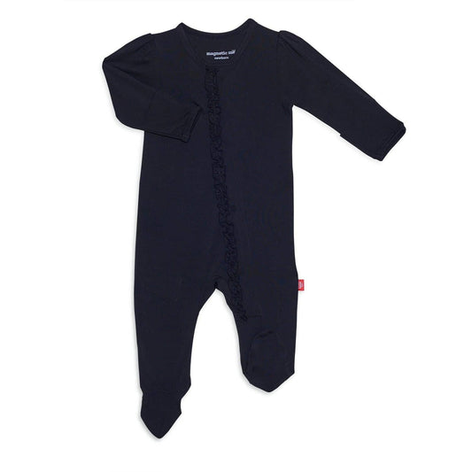 Magnetic Me Onyx Jet Black Modal Ruffle Footie
