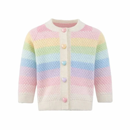 Lola & The Boys Pastel Rainbow Knit Cardigan