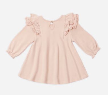 Quincy Mae Long Sleeve Flutter Dress | Dusty Rose