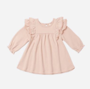 Quincy Mae Long Sleeve Flutter Dress | Dusty Rose