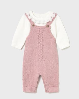 Mayoral Pink Knit Overalls