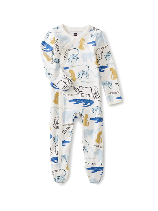 Tea Printed Jungle Animals Footed Baby Romper