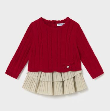 Mayoral Girl's Red Sweater and Gold Skirt