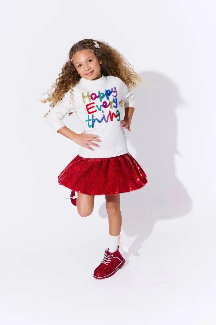 Lola & The Boys Scarlet Pleated Shimmer Skirt