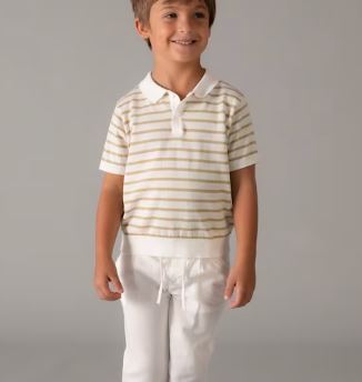 Mayoral Cream Stripe Knit Shirt