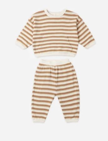 Quincy Mae Waffle Slouch Set | Spice Stripe