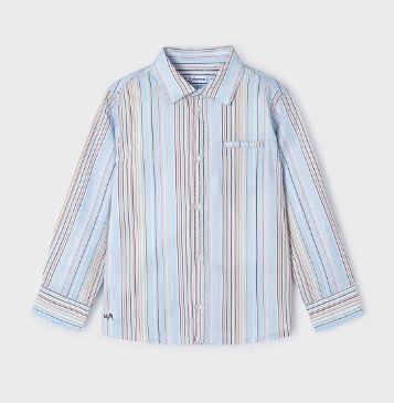 Mayoral Stripe Long Sleeve Button Down Shirt