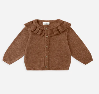 Quincy Mae Ruffle Collar Cardigan | Heathered Cedar