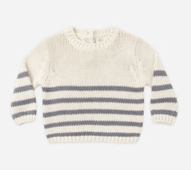 Quincy Mae Rex Sweater | Slate Stripe