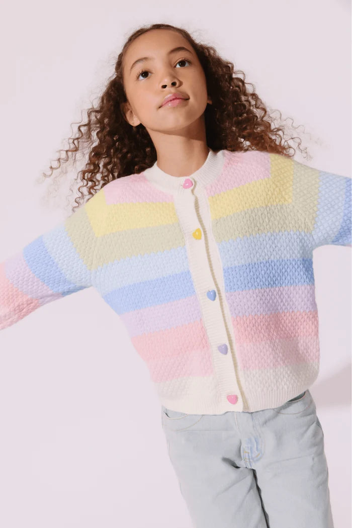 Lola & The Boys Pastel Rainbow Knit Cardigan