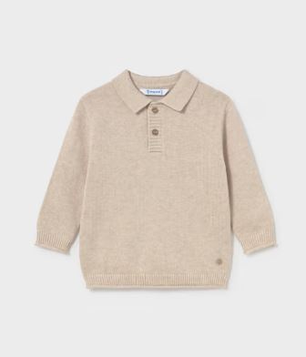 Boys Tan Collar Sweater