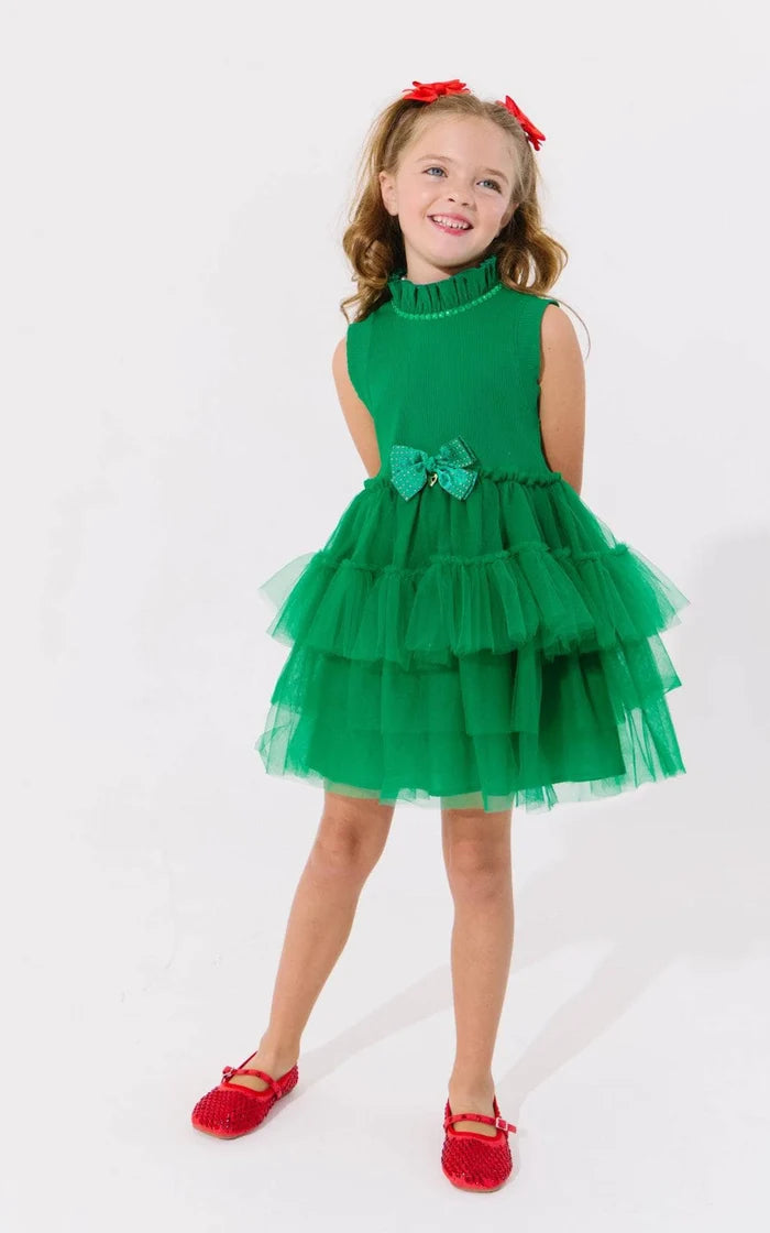 Lola & The Boys Green Tiered Party Dress