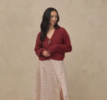 Noralee Women's Bow Cardigan | Ruby
