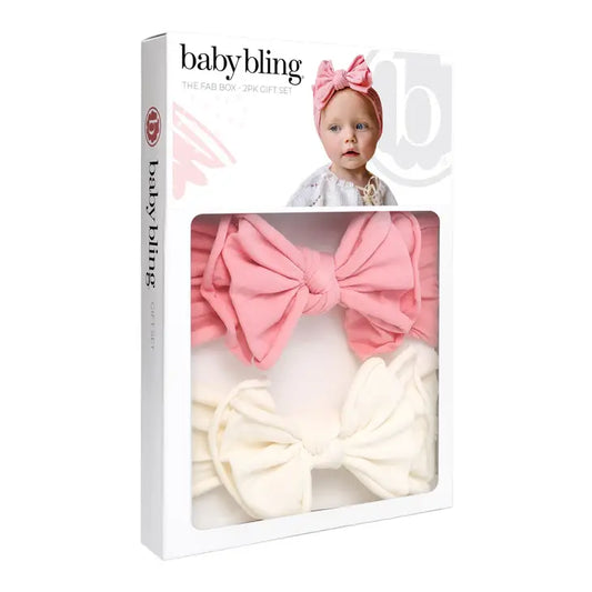 Baby Bling Fab Bow Set Zinnia and Ivory