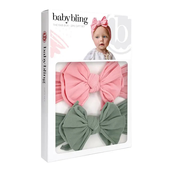 Baby Bling Fab Bow Set Zinnia and Sage